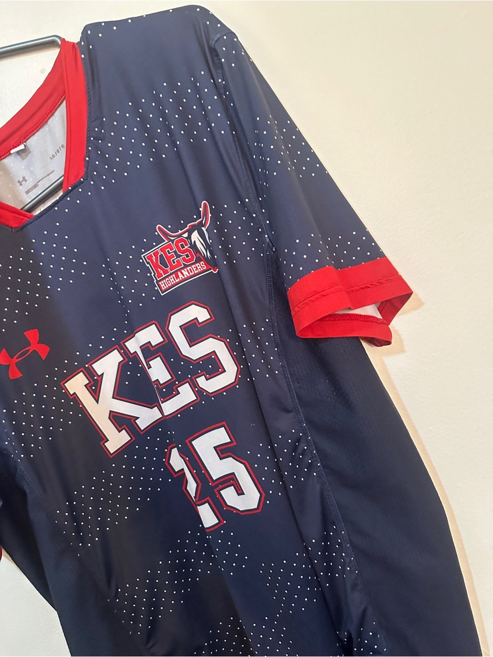 Under Armour Navy and Red KES Highlanders Jersey #25